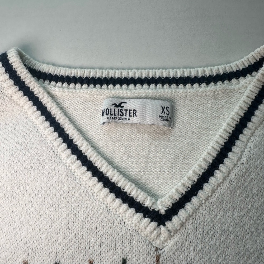 Hollister Argyle Knit Sweater Vest Preppy - Picture 2 of 6